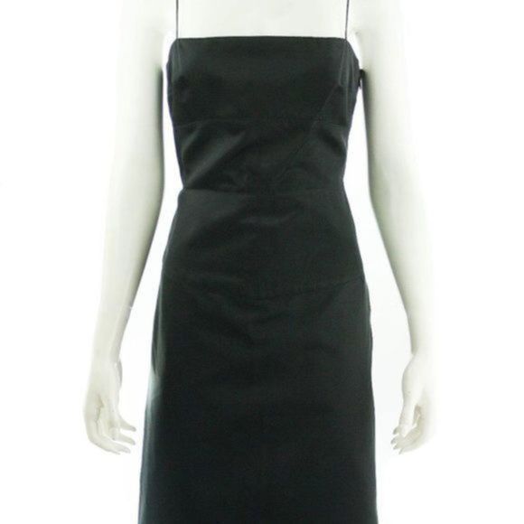 TAHARI Black Satin Spaghetti Strap Dress Size 8 Ne
